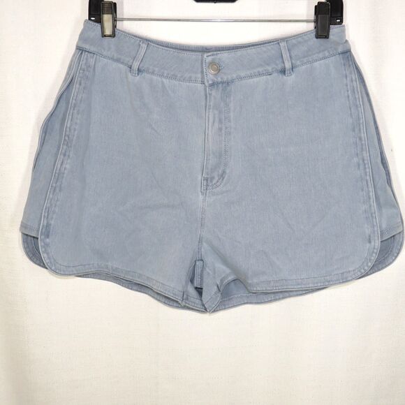 Halara Flex High Waisted Stretch Knit Denim Curved Hem Shorts Size XS - Picture 5 of 10
